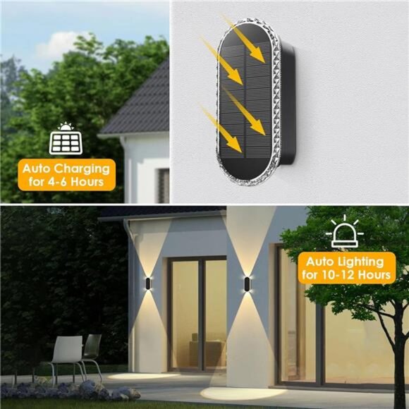 3 Modes/ Up & Down Lighting Solar Fence Lights: This solar wall lights uses up & - Picture 3 of 7